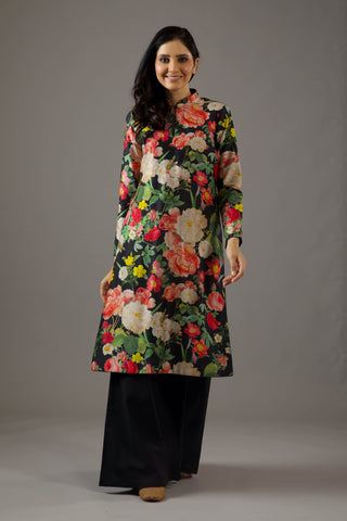 Balance By Rohit Bal-Black Printed Tunic And Palazzo-INDIASPOPUP.COM