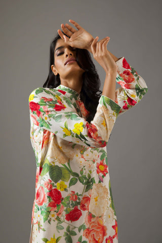 Balance By Rohit Bal-Ivory Printed Tunic And Palazzo-INDIASPOPUP.COM