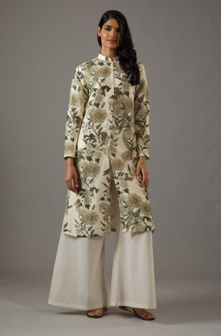 Balance By Rohit Bal-Ivory Printed Tunic And Palazzo-INDIASPOPUP.COM