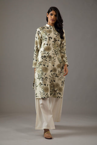 Balance By Rohit Bal-Ivory Printed Tunic And Palazzo-INDIASPOPUP.COM