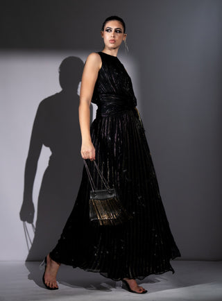 Black galaxy lurex knot dress