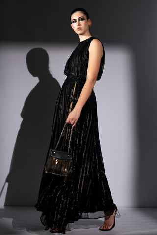 Black galaxy lurex knot dress