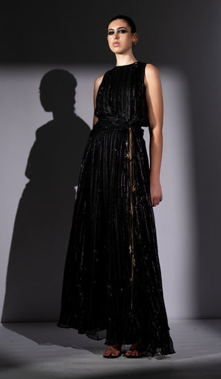 Black galaxy lurex knot dress