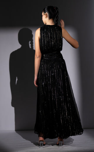 Black galaxy lurex knot dress