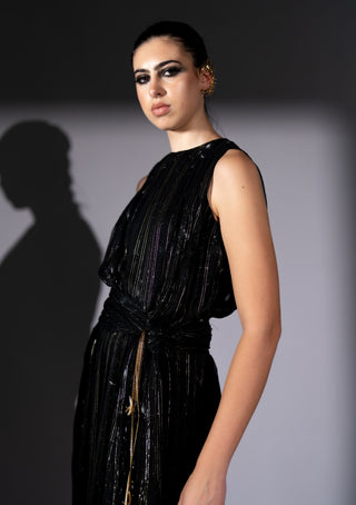 Black galaxy lurex knot dress
