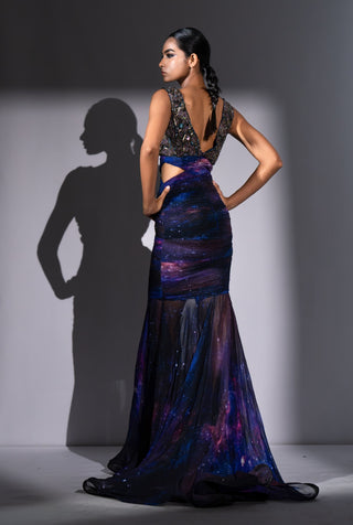 Purple galaxy cut-out maxi