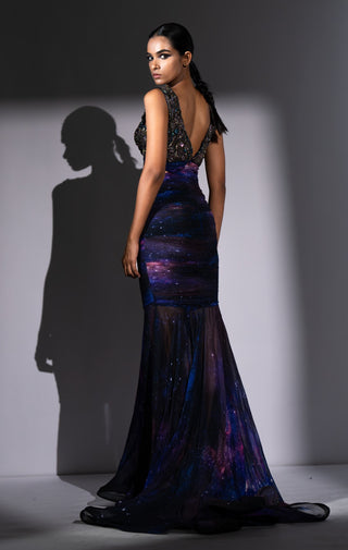 Purple galaxy cut-out maxi