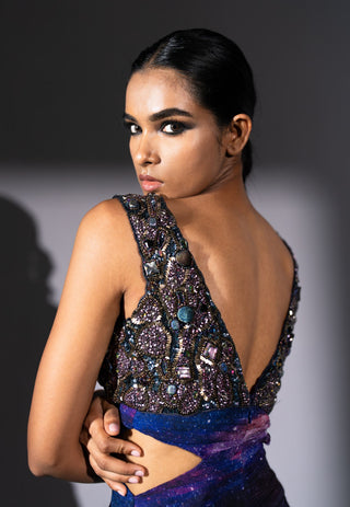Purple galaxy cut-out maxi