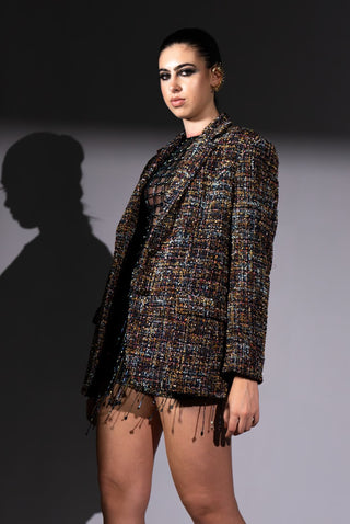 Tweed multicolor trench coat