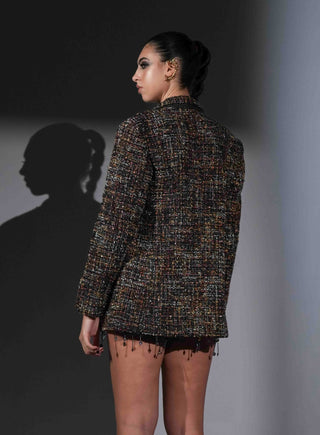 Tweed multicolor trench coat