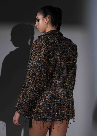 Tweed multicolor trench coat