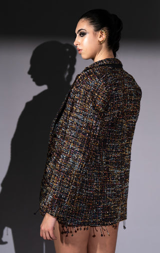 Tweed multicolor trench coat