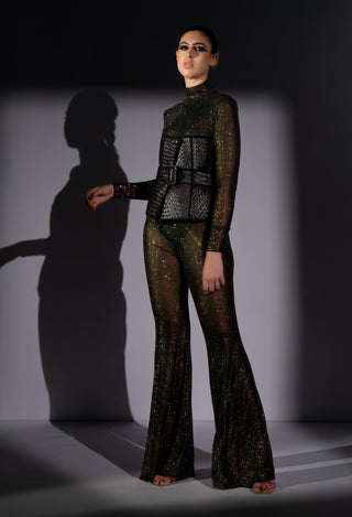 Shinning star swaroski bodysuit and corset set