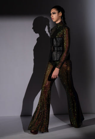 Shinning star swaroski bodysuit and corset set