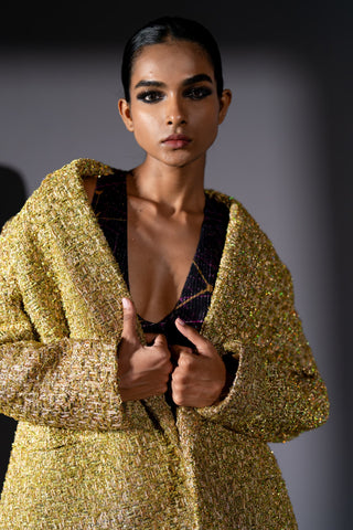 Gold tweed blazer