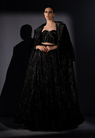 Star fabric skirt, trench and corset