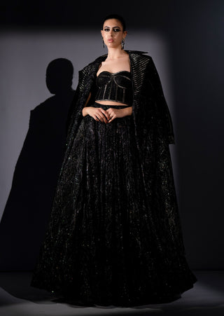 Star fabric skirt, trench and corset