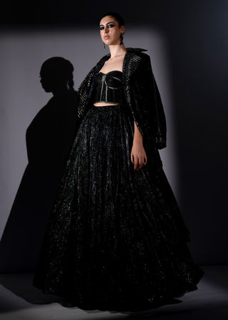 Star fabric skirt, trench and corset