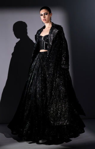 Star fabric skirt, trench and corset