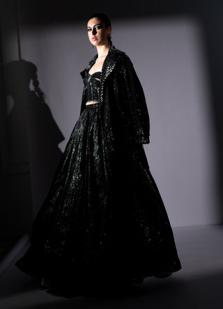 Star fabric skirt, trench and corset