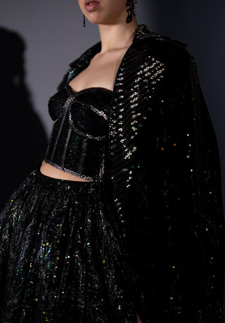 Star fabric skirt, trench and corset