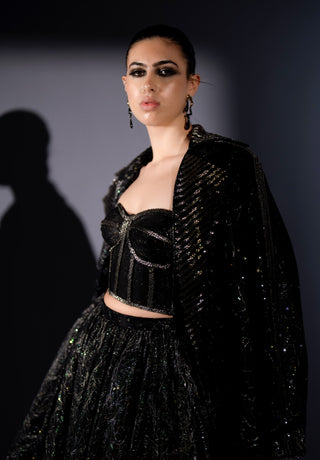 Star fabric skirt, trench and corset