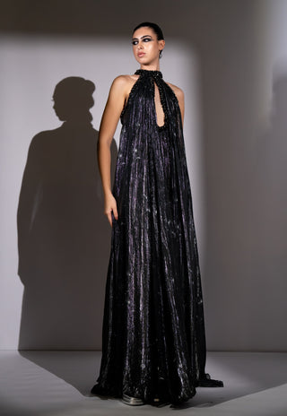 Black galaxy printed maxi dress