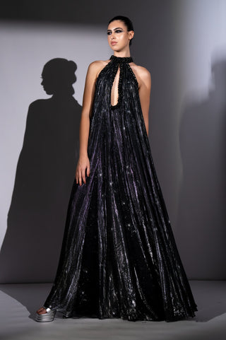 Black galaxy printed maxi dress