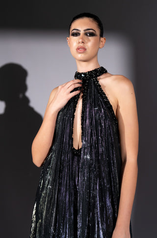 Black galaxy printed maxi dress