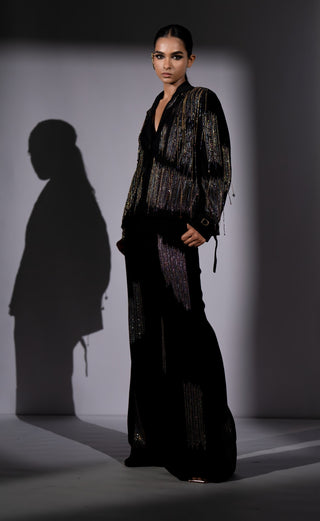 Black embroidered blazer and pants
