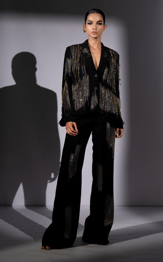 Black embroidered blazer and pants