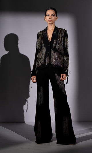 Black embroidered blazer and pants