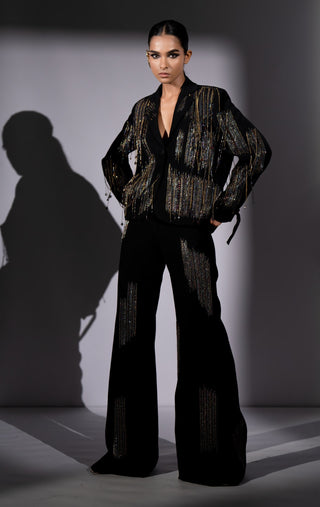 Black embroidered blazer and pants
