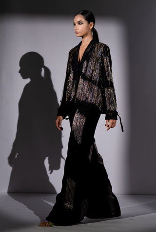 Black embroidered blazer and pants