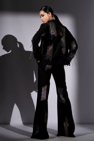 Black embroidered blazer and pants