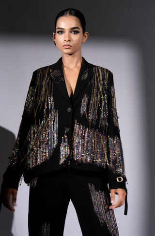 Black embroidered blazer and pants