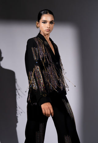 Black embroidered blazer and pants