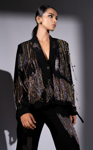 Black embroidered blazer and pants