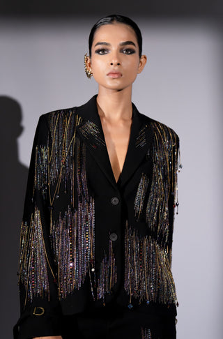 Black embroidered blazer and pants