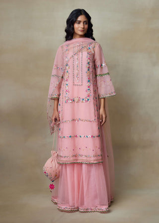 Birdy flamingo pink kurta set