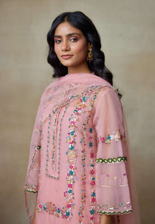 Birdy flamingo pink kurta set