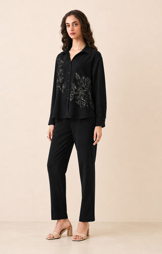 Avni black relaxed shirt with trousers