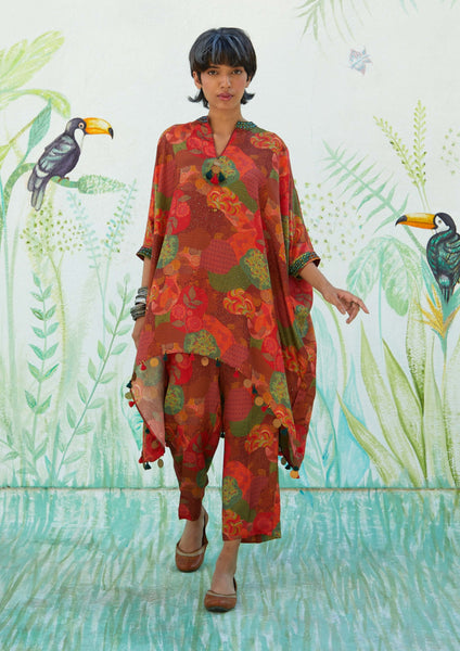 Basil Leaf Rust Printed Tunic And Pants INDIASPOPUP.COM