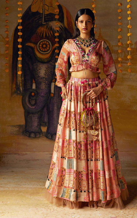 Buy Layered Lehenga With Crop Top for Women Online from India's Luxury  Designers 2024