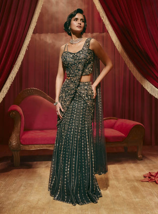 Beatrice blue drape sari and blouse