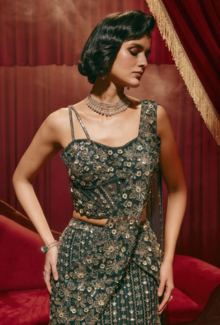 Beatrice blue drape sari and blouse