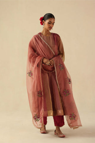 Rimjhim peach kalidar kurta set