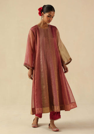 Rimjhim peach kalidar kurta set