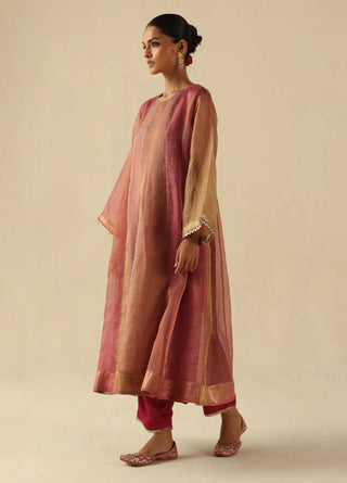Rimjhim peach kalidar kurta set