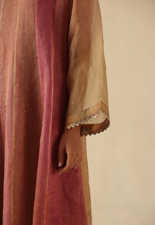 Rimjhim peach kalidar kurta set